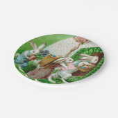 ヴィンテージイースターバニーとイースターエッグガーデン ペーパープレート (アングル)