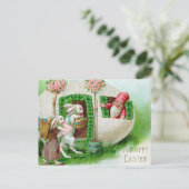 ヴィンテージイースターバニーとイースターエッグガーデン ポストカード (スタンド正面)