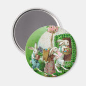 ヴィンテージイースターバニーとイースターエッグガーデン マグネット (正面/裏面)