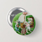 ヴィンテージイースターバニーとイースターエッグガーデン 缶バッジ (正面&裏面)