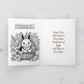 ヴィンテージイースターバニーとカラーリングページ カード (内部)