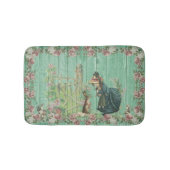 ヴィンテージイースターバニーとガールインバラガーデン バスマット (正面)