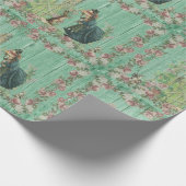 ヴィンテージイースターバニーとガールインバラガーデン ラッピングペーパー (角)