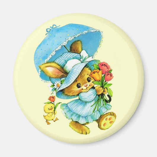 ヴィンテージイースターバニーとシック。ギフト磁石 マグネット (正面)