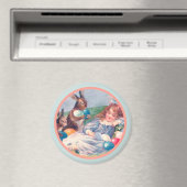 ヴィンテージイースターバニーとスリーピングガールマグネット マグネット (インサイチュ (食洗機))