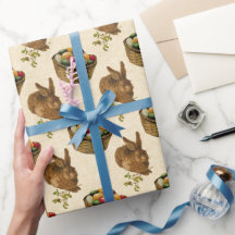 ヴィンテージイースターバニーとバスケットパーティーラップ