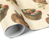 ヴィンテージイースターバニーとバスケットパーティーラップ ラッピングペーパー (ロールコーナー)