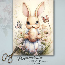 ヴィンテージイースターバニーとフローラ卵&蝶 薄葉紙