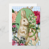 ヴィンテージイースターバニーと卵コラージュ シーズンカード (正面/裏面)