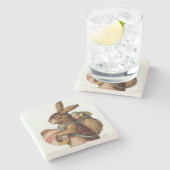 ヴィンテージイースターバニーと卵 ストーンコースター (横)