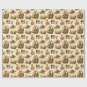 ヴィンテージイースターバニーと女の子のパーティーラップ ラッピングペーパー (フラット)