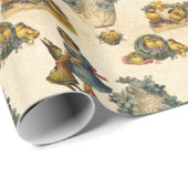 ヴィンテージイースターバニーと女の子のパーティーラップ ラッピングペーパー (ロールコーナー)