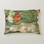 ヴィンテージイースターバニーと子供たちハッピー東潮 アクセントクッション (正面)