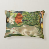 ヴィンテージイースターバニーと子供たちハッピー東潮 アクセントクッション (裏面)