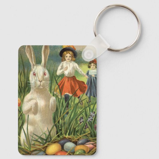 ヴィンテージイースターバニーと子供たちハッピー東潮 キーホルダー (裏面)