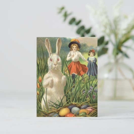 ヴィンテージイースターバニーと子供たちハッピー東潮 シーズンポストカード (スタンド正面)