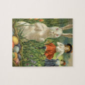 ヴィンテージイースターバニーと子供たちハッピー東潮 ジグソーパズル (横)