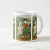 ヴィンテージイースターバニーと子供たちハッピー東潮 ジャンボコーヒーマグカップ (正面右)