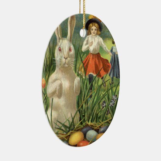 ヴィンテージイースターバニーと子供たちハッピー東潮 セラミックオーナメント (右)