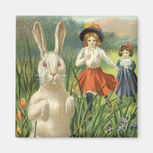 ヴィンテージイースターバニーと子供たちハッピー東潮 マグネット (正面)