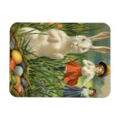 ヴィンテージイースターバニーと子供たちハッピー東潮 マグネット (横)