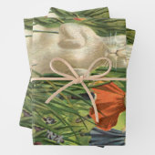 ヴィンテージイースターバニーと子供たちハッピー東潮 ラッピングペーパーシート (インサイチュ)