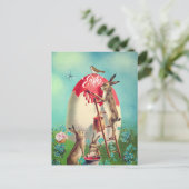 ヴィンテージイースターバニーと巨大な卵の休日 ポストカード (スタンド正面)