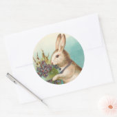 ヴィンテージイースターバニーと緑の卵 ラウンドシール (封筒)