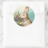 ヴィンテージイースターバニーと緑の卵 ラウンドシール (バッグ)