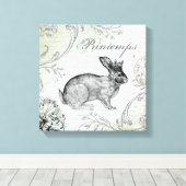 ヴィンテージイースターバニーの伸びたキャンバス キャンバスプリント (インサイチュ (ウッドフロア))