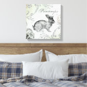ヴィンテージイースターバニーの伸びたキャンバス キャンバスプリント (インサイチュ (寝室))