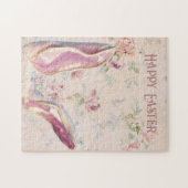 ヴィンテージイースターバニーの耳とビクトリアンフローラ ジグソーパズル (横)