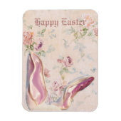 ヴィンテージイースターバニーの耳とビクトリアンフローラ マグネット (縦)