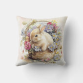 ヴィンテージイースターバニーの花とバスケット クッション (裏面)