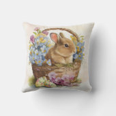 ヴィンテージイースターバニーの花とバスケット クッション (裏面)