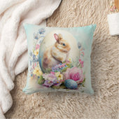 ヴィンテージイースターバニーの花と卵 クッション (ブランケット)