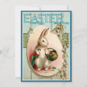 ヴィンテージイースターバニーイラストレーション招待状 招待状 (正面)