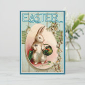 ヴィンテージイースターバニーイラストレーション招待状 招待状 (スタンド正面)