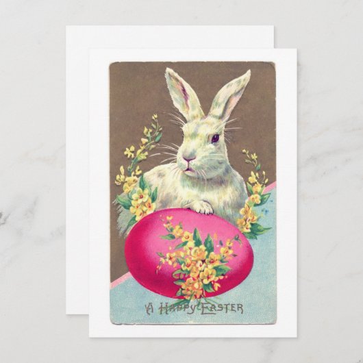 ヴィンテージイースターバニーイラストレーション シーズンカード (正面/裏面)