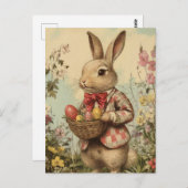 ヴィンテージイースターバニーインジャケット ポストカード (正面/裏面)