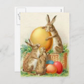 ヴィンテージイースターバニーイースターエッグイースターカード シーズンポストカード (正面/裏面)