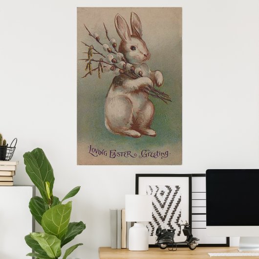 ヴィンテージイースターバニーウサギ ポスター (ホームオフィス)