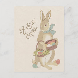 ヴィンテージイースターバニーエッグバスケット水彩CC0850 シーズンポストカード