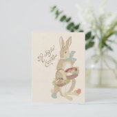 ヴィンテージイースターバニーエッグバスケット水彩CC0850 シーズンポストカード (スタンド正面)