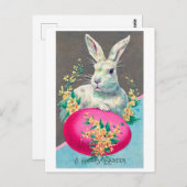 ヴィンテージイースターバニーエッグフラワー ポストカード (正面/裏面)