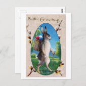 ヴィンテージイースターバニーエッグ ポストカード (正面/裏面)