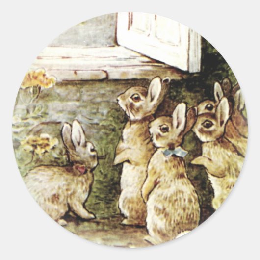 ヴィンテージイースターバニーエンベロープステッカー ラウンドシール (正面)