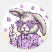 ヴィンテージイースターバニーカップケーキトッパー ラウンドシール (正面)