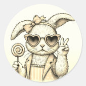 ヴィンテージイースターバニーカップケーキトッパー ラウンドシール (正面)