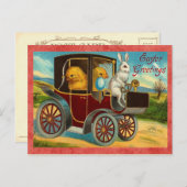 ヴィンテージイースターバニーカーライド シーズンポストカード (正面/裏面)